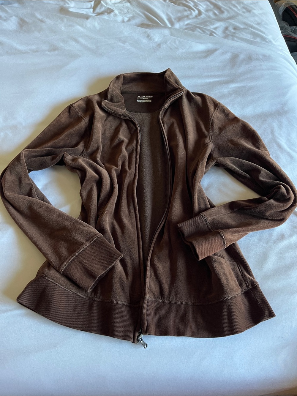Tek Gear Brown Medium Velour Full Zip Track Jacket Sweatshirt